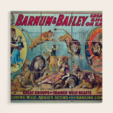 1910 Barnum & Bailey Circus Dancing Lions - M'lle Adgi's Acting Vintage Poster Wood Wall Art