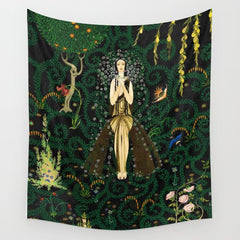 1921 Classical Masterpiece 'Flowers and Flames' by Kay Nielsen Wall Tapestry