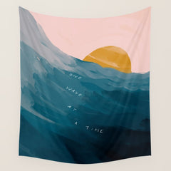"One Wave At A Time" Wall Tapestry