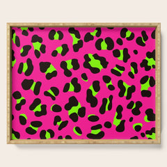 80s Neon Pink and Lime Green Leopard Serving Tray