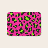 80s Neon Pink and Lime Green Leopard Bath Mat
