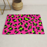 80s Neon Pink and Lime Green Leopard Rug
