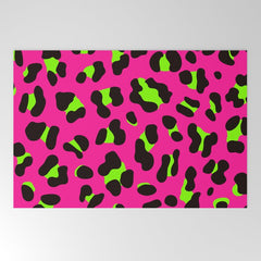 80s Neon Pink and Lime Green Leopard Welcome Mat
