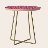 80s Neon Pink and Lime Green Leopard Side Table