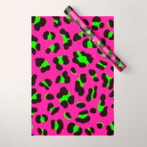 80s Neon Pink and Lime Green Leopard Wrapping Paper