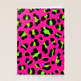 80s Neon Pink and Lime Green Leopard Stationery Card