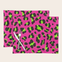 80s Neon Pink and Lime Green Leopard Placemat