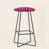 80s Neon Pink and Lime Green Leopard Stool