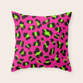 80s Neon Pink and Lime Green Leopard Throw Pillow