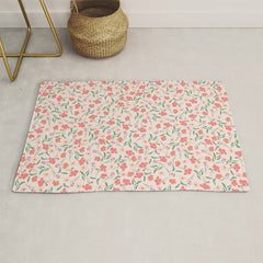 A breath of fresh air - A seamless floral pattern in pinks and reds Rug