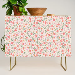 A breath of fresh air - A seamless floral pattern in pinks and reds Credenza