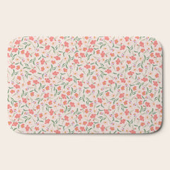 A breath of fresh air - A seamless floral pattern in pinks and reds Bath Mat