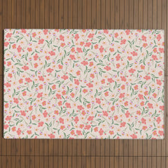 A breath of fresh air - A seamless floral pattern in pinks and reds Outdoor Rug