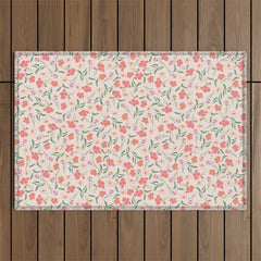 A breath of fresh air - A seamless floral pattern in pinks and reds Outdoor Rug