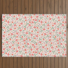 A breath of fresh air - A seamless floral pattern in pinks and reds Outdoor Rug