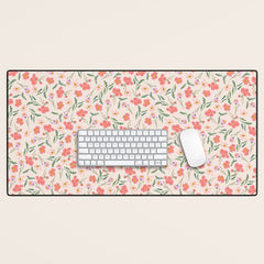 A breath of fresh air - A seamless floral pattern in pinks and reds Desk Mat