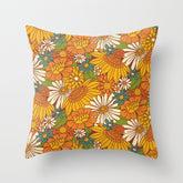 70s Retro Floral Throw Pillow