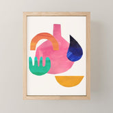 Desert Treasures' Minimalist Mid Century Paper Collage Colorful Shapes Retro Style Neon Colors by Ejaaz haniff Mini Art Print