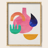 Desert Treasures' Minimalist Mid Century Paper Collage Colorful Shapes Retro Style Neon Colors by Ejaaz haniff Serving Tray