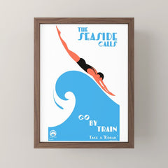 1938 AUSTRALIA The Seaside Calls Train Travel Poster Mini Art Print