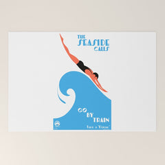 1938 AUSTRALIA The Seaside Calls Train Travel Poster Welcome Mat