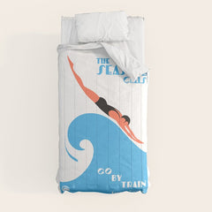 1938 AUSTRALIA The Seaside Calls Train Travel Poster Comforter