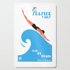 1938 AUSTRALIA The Seaside Calls Train Travel Poster Cutting Board