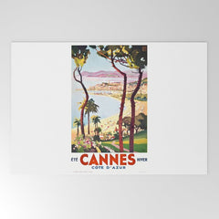 1938 France Cannes Cote D'Azur Travel Poster Welcome Mat