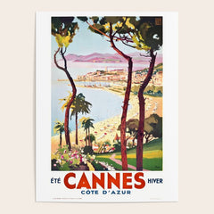 1938 France Cannes Cote D'Azur Travel Poster Poster