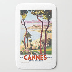 1938 France Cannes Cote D'Azur Travel Poster Bath Mat