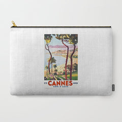 1938 France Cannes Cote D'Azur Travel Poster Carry All Pouch