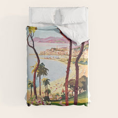 1938 France Cannes Cote D'Azur Travel Poster Comforter