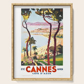 1938 France Cannes Cote D'Azur Travel Poster Serving Tray