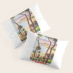 1938 France Cannes Cote D'Azur Travel Poster Pillow Sham