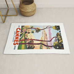 1938 France Cannes Cote D'Azur Travel Poster Rug