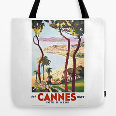 1938 France Cannes Cote D'Azur Travel Poster Tote Bag