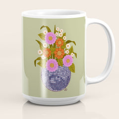 1970s Disco Ball Flower Pot Coffee Mug