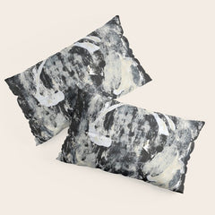 003: a vibrant abstract design in black and white by Alyssa Hamilton Art Pillow Sham