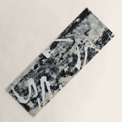 003: a vibrant abstract design in black and white by Alyssa Hamilton Art Yoga Mat