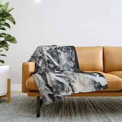 003: a vibrant abstract design in black and white by Alyssa Hamilton Art Throw Blanket