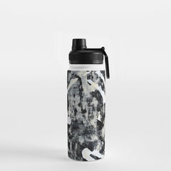 003: a vibrant abstract design in black and white by Alyssa Hamilton Art Water Bottle