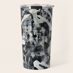 003: a vibrant abstract design in black and white by Alyssa Hamilton Art Travel Mug