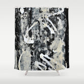 003: a vibrant abstract design in black and white by Alyssa Hamilton Art Shower Curtain