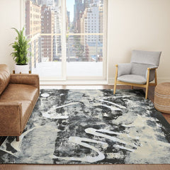 003: a vibrant abstract design in black and white by Alyssa Hamilton Art Rug