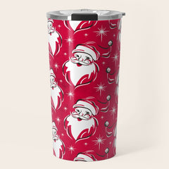 Tis The Season Retro Santa Red White Pattern Travel Mug