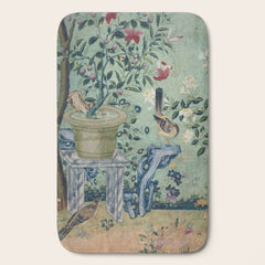 18th Century Antique Mint Chinoiserie Bird Garden Fresco 1740 Bath Mat