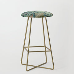 18th Century Antique Mint Chinoiserie Bird Garden Fresco 1740 Stool