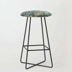 18th Century Antique Mint Chinoiserie Bird Garden Fresco 1740 Stool