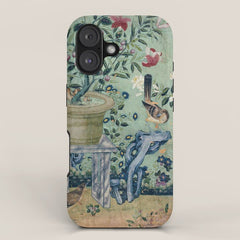18th Century Antique Mint Chinoiserie Bird Garden Fresco 1740 iPhone Case