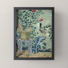18th Century Antique Mint Chinoiserie Bird Garden Fresco 1740 Mini Art Print